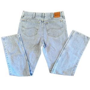 Vintage 90s Lee Relaxed Straight Leg High Rise Dad Jeans Light Wash Waist 34x36